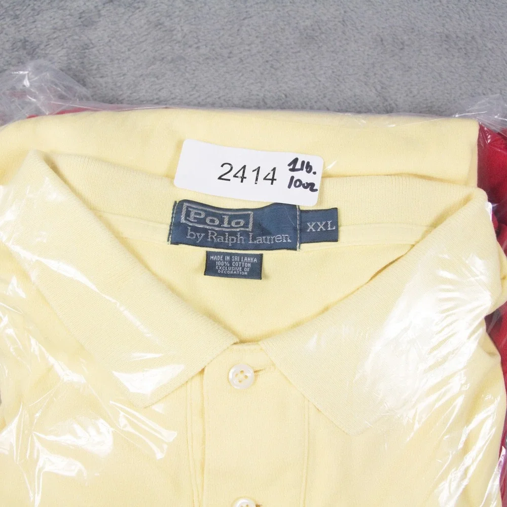 Lot of 2 Vintage Polo Ralph Lauren Mens 2XL Polo Shirts‎ Yellow Red Short Sleeve